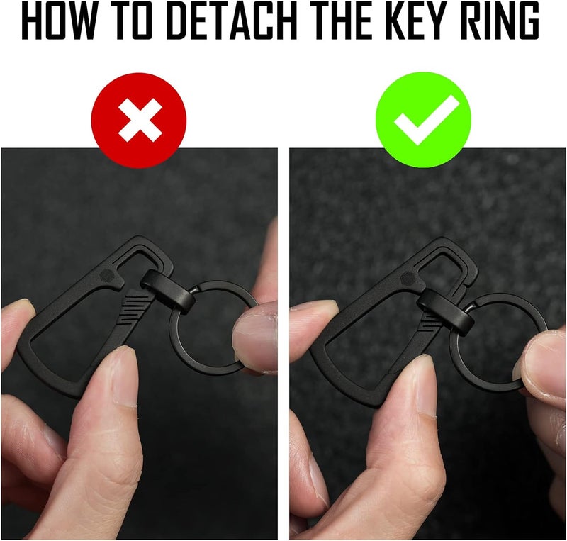 KeyUnity Titanium Carabiner Keychain Clip, Quick Release EDC Key Holder Organizer with Key Ring - Image 4